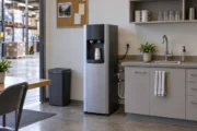 A bottleless water dispenser in a workplace kitchenette